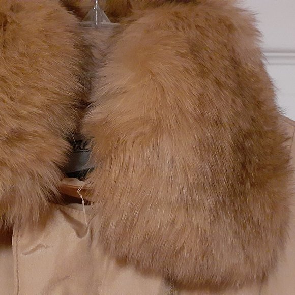 Grace ArtLine mustard coat puffer jacket goose down insulated + removable fur - Picture 3 of 4